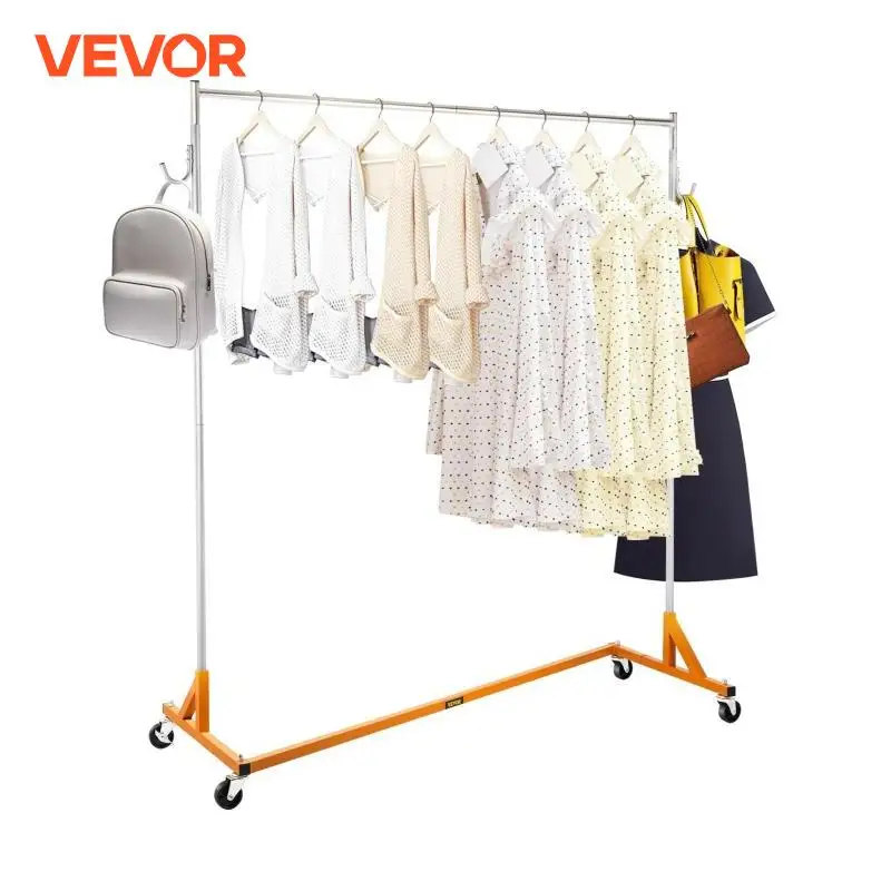 VEVOR Z Base Standing Coat Rack Floor Clothes Hanger Storage Wardrobe Adjustable Height Lockable Caster Entrance Hall Furniture