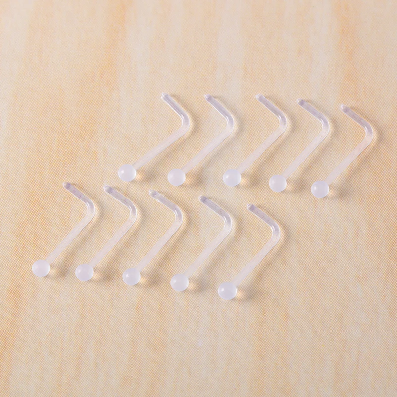 10pcs Clear L Shaped Bar Nose Piercing Stud for Women Acrylic Tragus Cartilage Stud Punk Fashion Nostril Stud Screw Replacment