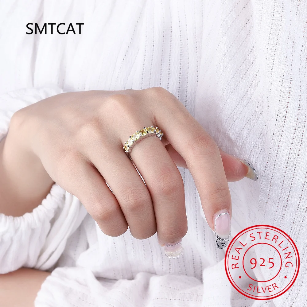 

Each 3*5mm 0.5CT Emerald Cut Moissanite Ring for Women 1/2 Eternity Bands Lab Diamond Jewelry Pure 925 Silver Girl Ring Anillos