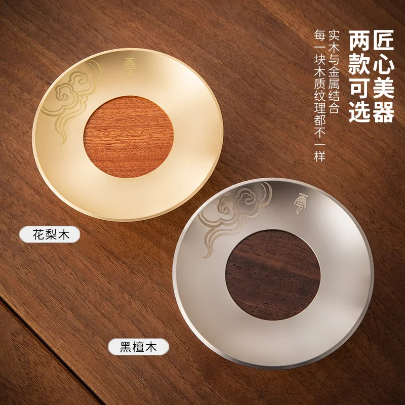 Conjunto de porta-copos de madeira maciça de aço inoxidável criativo de alta qualidade bandeja de chá doméstico kung fu conjunto de chá acessórios tapete de isolamento térmico