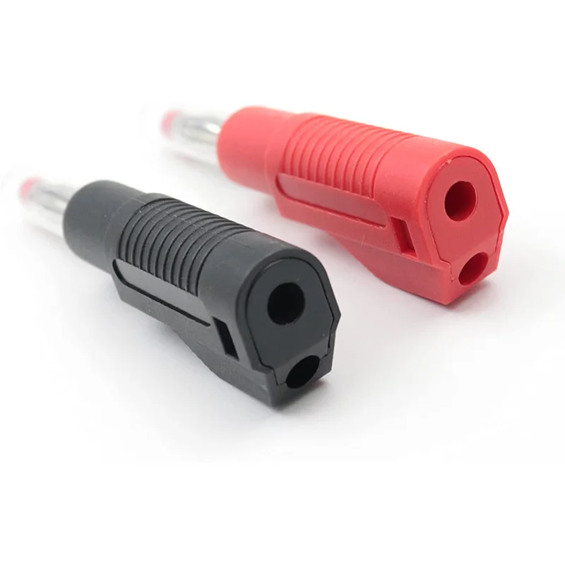 10 conjuntos retrátil bainha 4mm banana plug conectores empilhável fio de solda multímetro teste termina plugues adaptador
