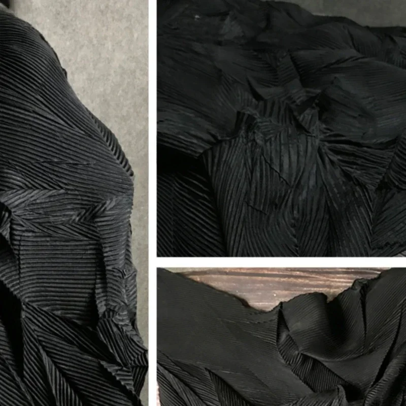 Three Dimensional Black Louvers with A Hundred Folds and Disorderly Pleats  Three-dimensional Texture Jacket  Clothing Fabric