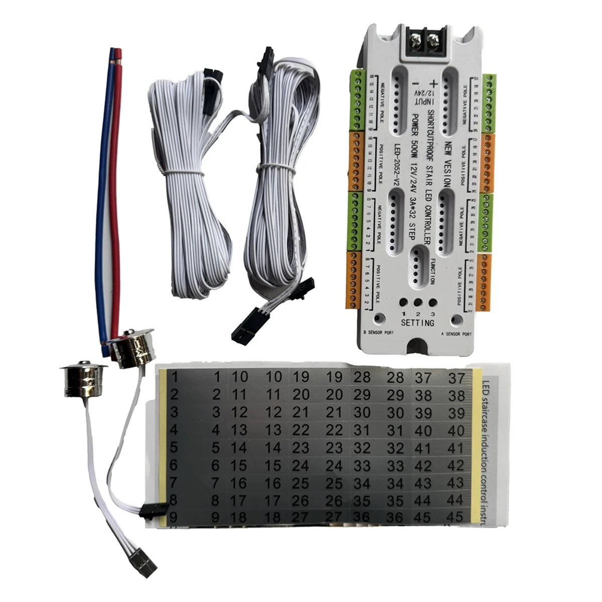 The New Stair LED Motion Sensor Light DC12V/24V Ladder Night Light 32 Channels Prevent Short Circuit Controller for Stairway