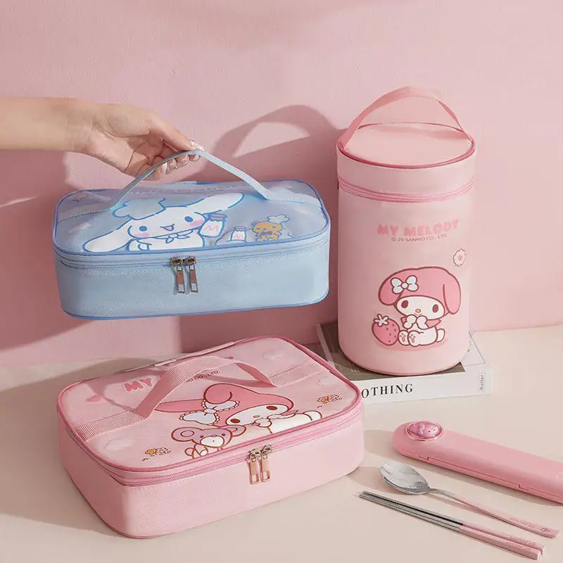 Sanrio My Melody Lunch Box Bag Kawaii Cinnamoroll Student Large Capacity Cartoon Cute Portable Waterproof Insulated Bento Bag