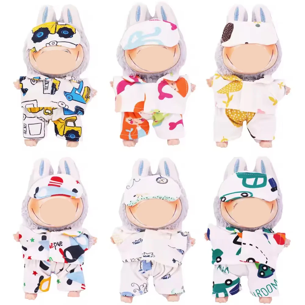 Juego de Mini accesorios para muñecas de 17cm para muñeca Labubu Pop 5/6 unids/set cama + edredón + pijama de almohada saco de dormir regalo para casa de muñecas, juguetes para niñas