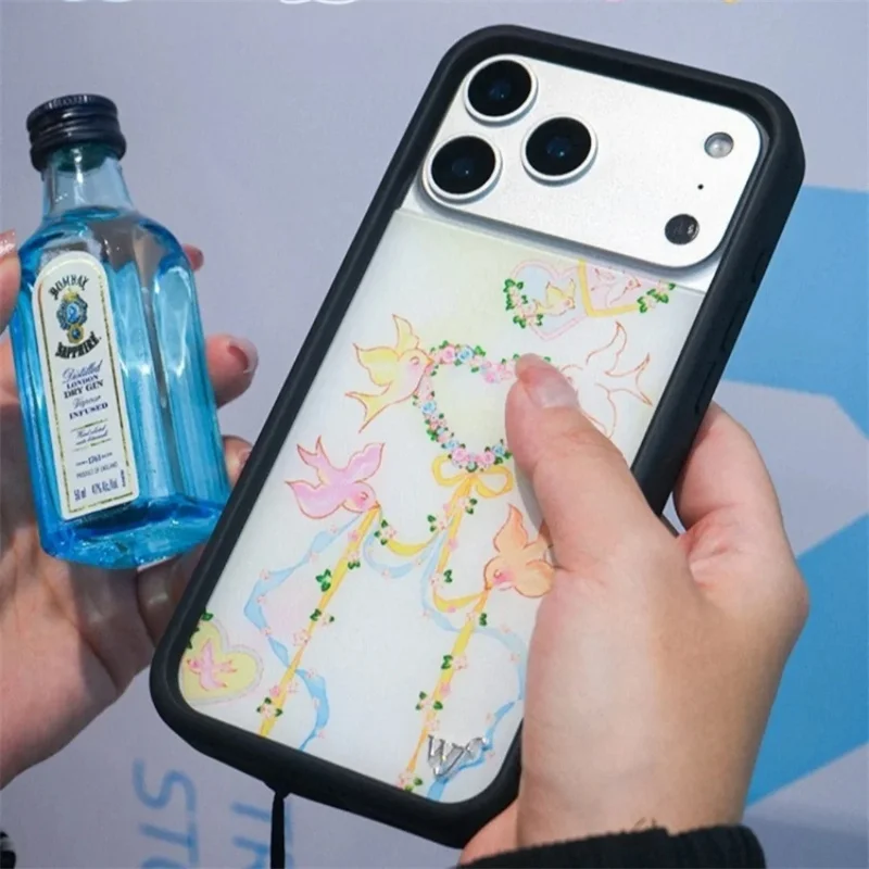 Wildflower ins Dove Diaries الملونة الشريط قضية الهاتف آيفون 17 16 15 14 13 12 برو ماكس الحب القلب حمامة غطاء مقاوم للصدمات #5