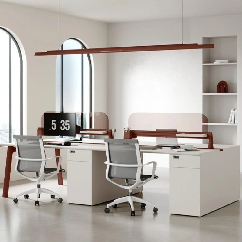 

Simple desk Modern workstation Office table and chair combination Double two 4 Four 6 staff Office furniture Staff table