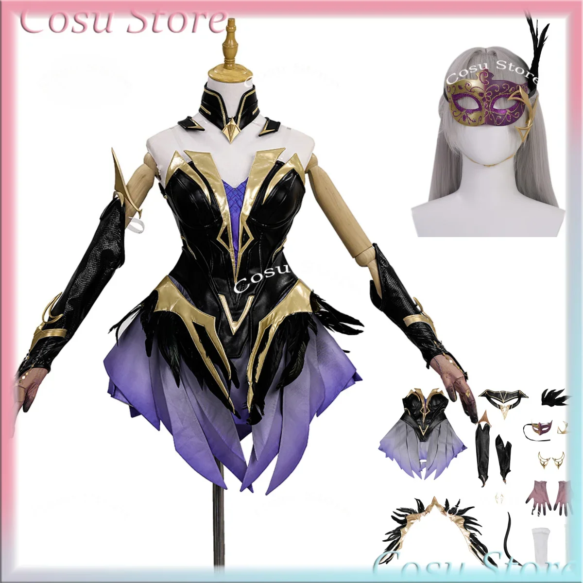 Daggers Cosplay Costume Disguise Beautiful Dress Accessories Full Set Halloween Comic Con Fancy Dress Outfit Custom Made Stage