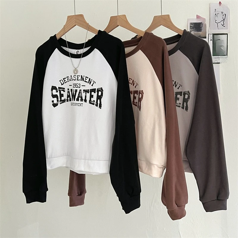 

spring autumn letter print Hoodies Oversized Sweatshirt young Women preppy casual Long Sleeve Harajuku y2k Pullovers Streetwear