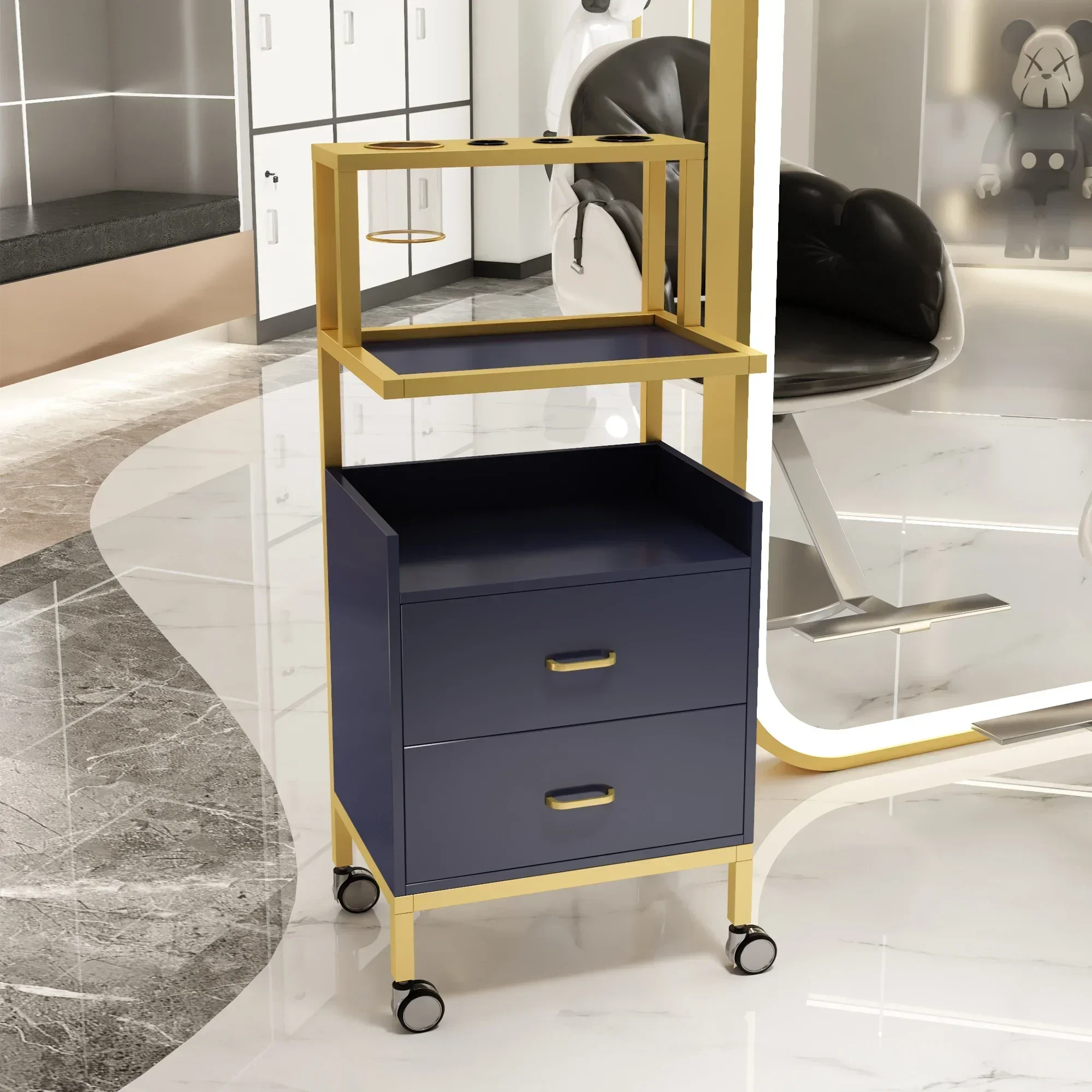 Aesthetic Beauty Salon Tray Auxiliary Car Wheels Cleaning Cart Professional Hairdresser Carrello Reception Barber Furniture