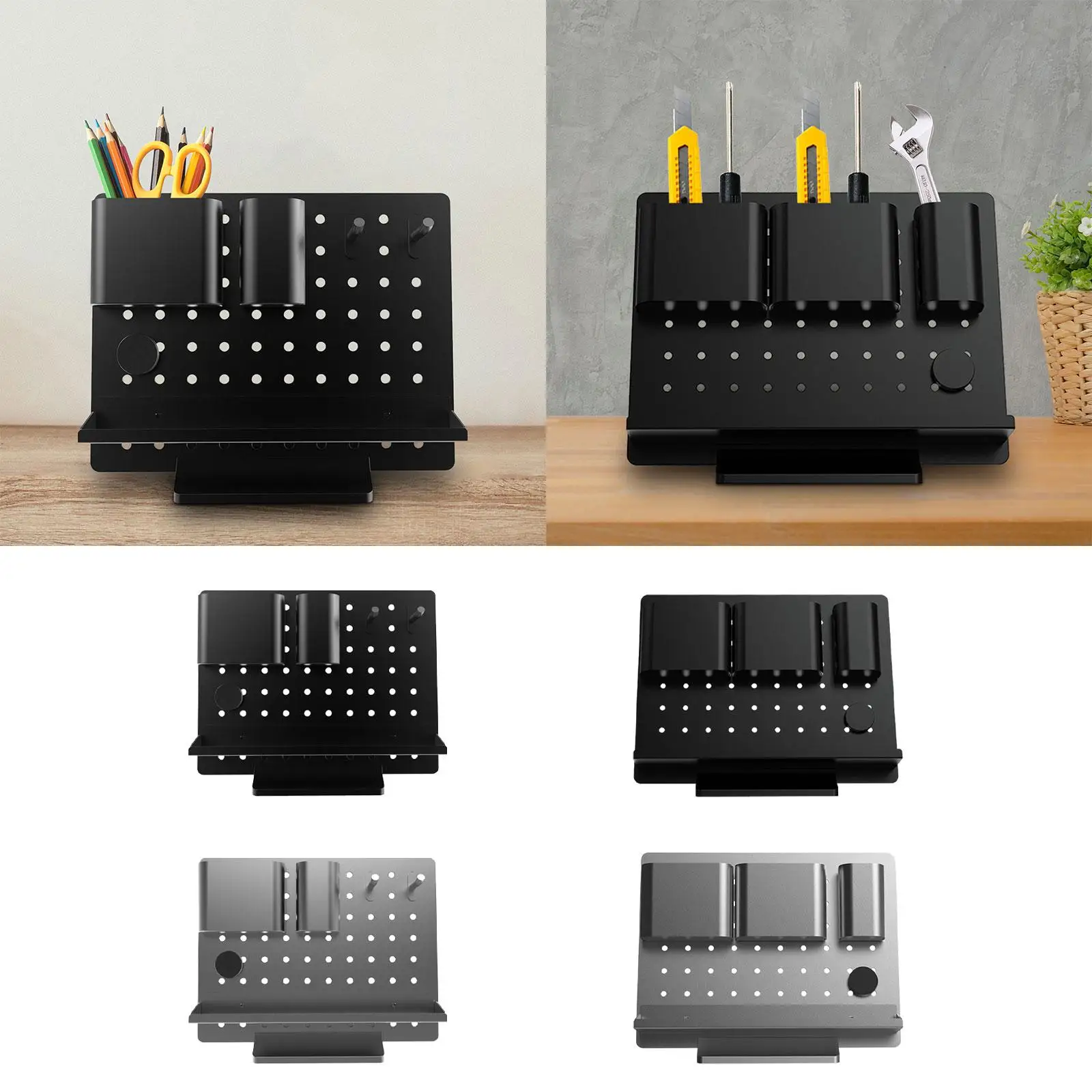 Desktop Organizer Stationery Storage Box Metal Simple Card Holder Pen Holder Desk Accessories for Classroom Countertop Home