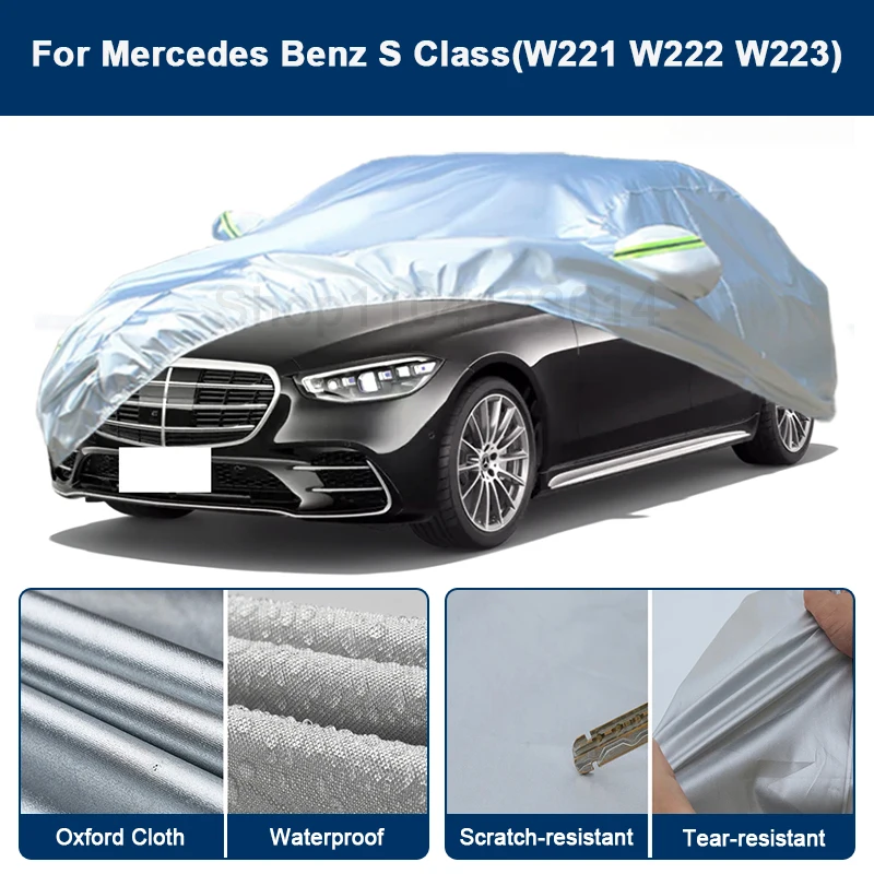 

Всепогодный чехол для автомобиля Mercedes-Benz S-класса W221 W222 W223 с отражающими полосами, водонепроницаемый, снегозащитный, пылезащитный, с защитой от УФ-излучения