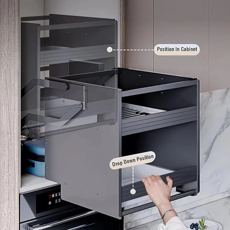 Dish Multifunction Wire Metal Rack Soft Close Flat Down Hardware Accessories Storage Pull Out Kitchen Wall Cinet Lift Basket
