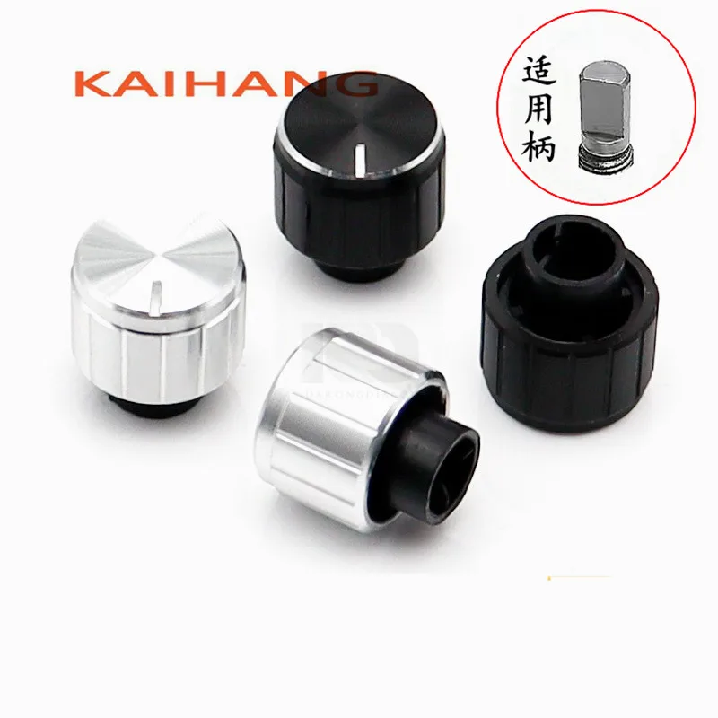 2PCS 13X13mm Aluminum alloy knob Ptentiometer Amplifier volume Knob  Handle protrusion 4MM D Shaped Inner Hole 6mm