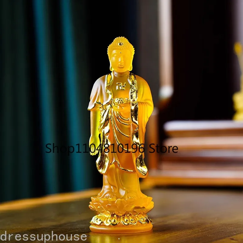 Exquisite Resin Statue of Amitabha Buddha Standing Like Temple Decoration