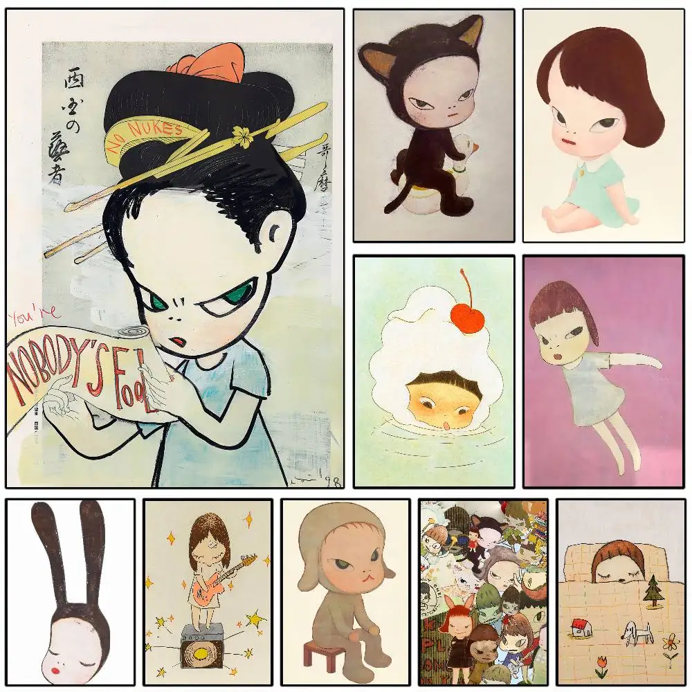 Y-Yoshitomo Nara Art Lovely melancholy Poster  HD sticky wall waterproof home living room bedroom Dorm bar aesthetic decoration