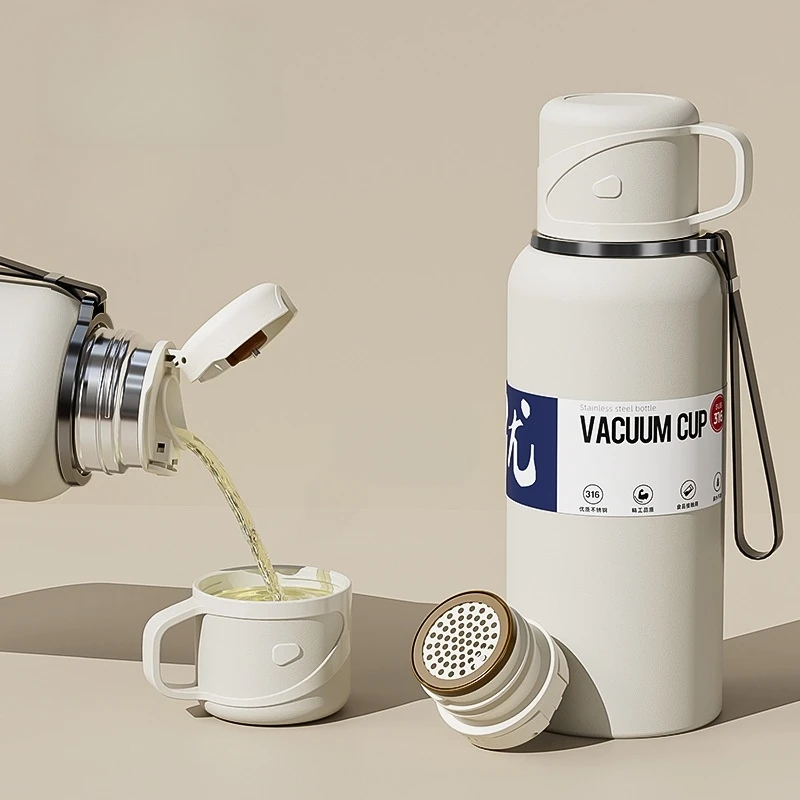 2L Large Capacity Stainless Steel Thermal Mug Thermos Bottle With Straw Tumbler Vacuum Flasks Cold and Hot Thermal Water Bottle