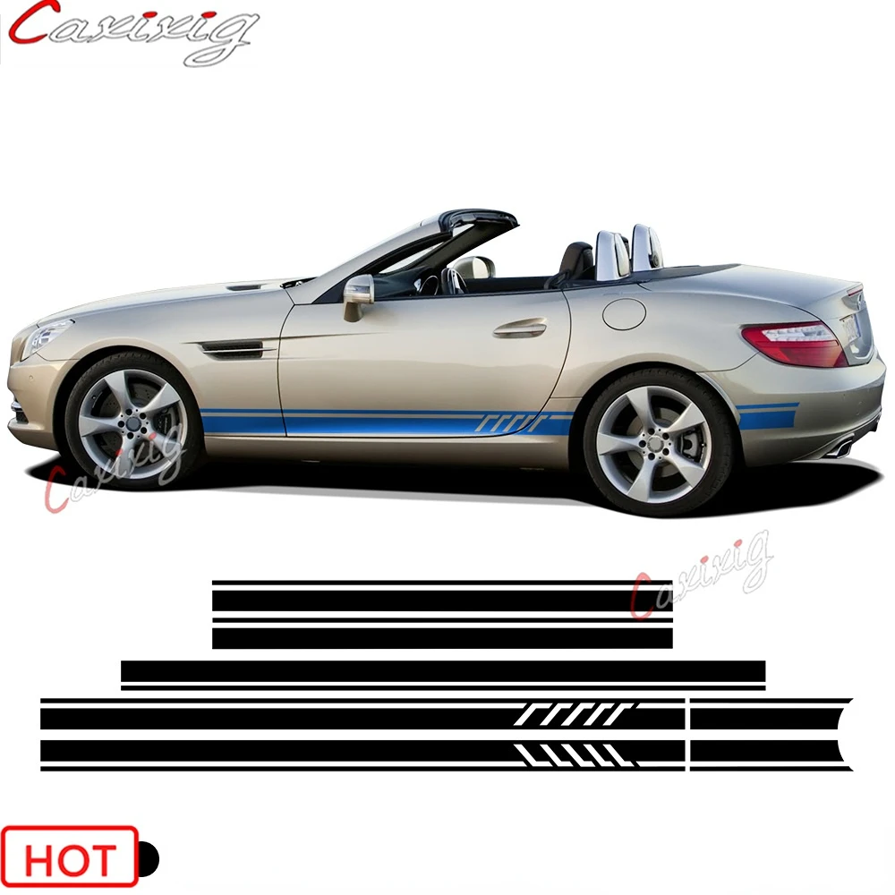 Car Door Side Skirt Stripe Sticker Decal For Mercedes Benz SLK SLC Class R170 R171 R172 AMG SLK200 250 55 Accessories