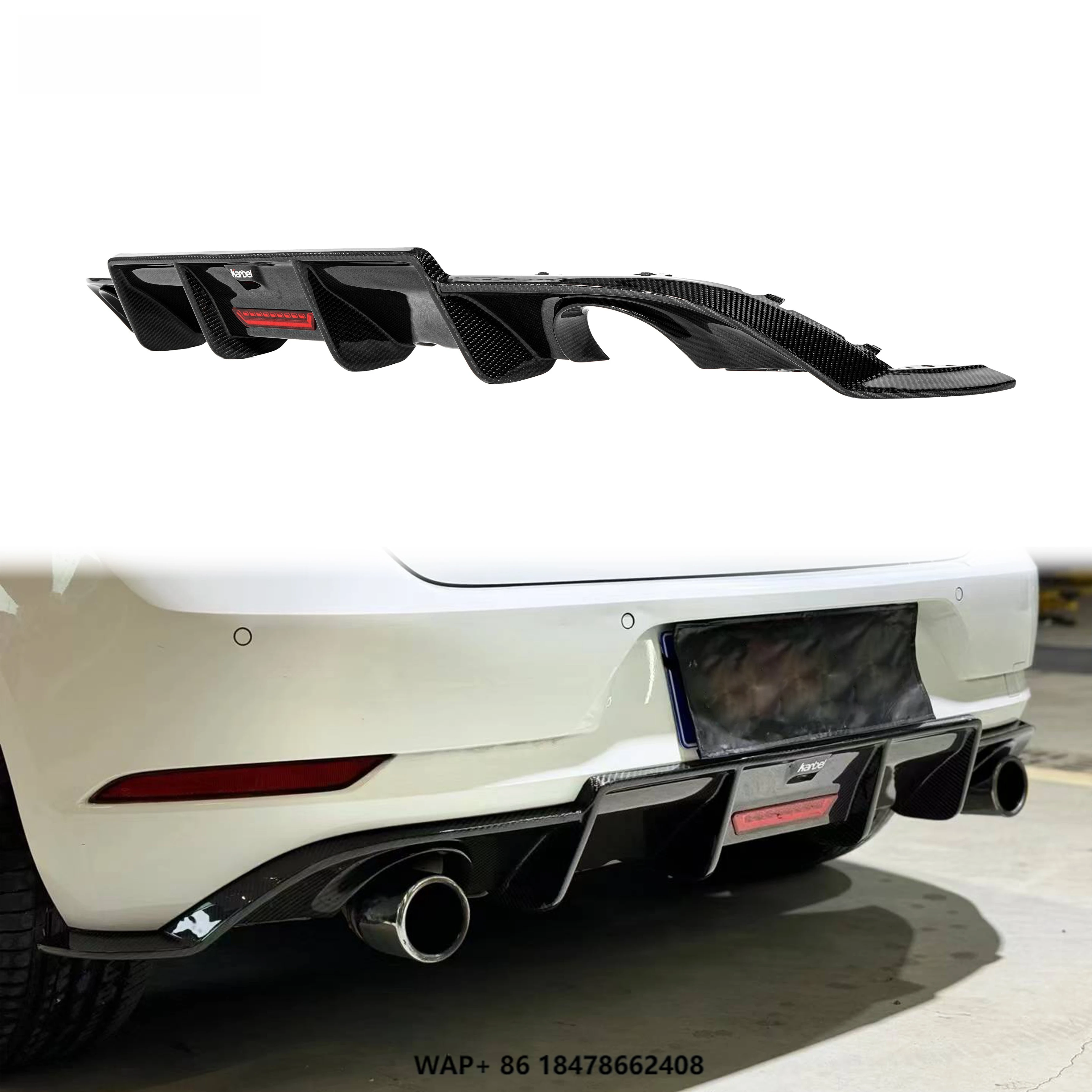 

Karbel Posterior Lip Customized/dry Carbon Fiber LED Rear Bumper Diffuser Kb Style for Golf 7.5 GTI 2017-2020