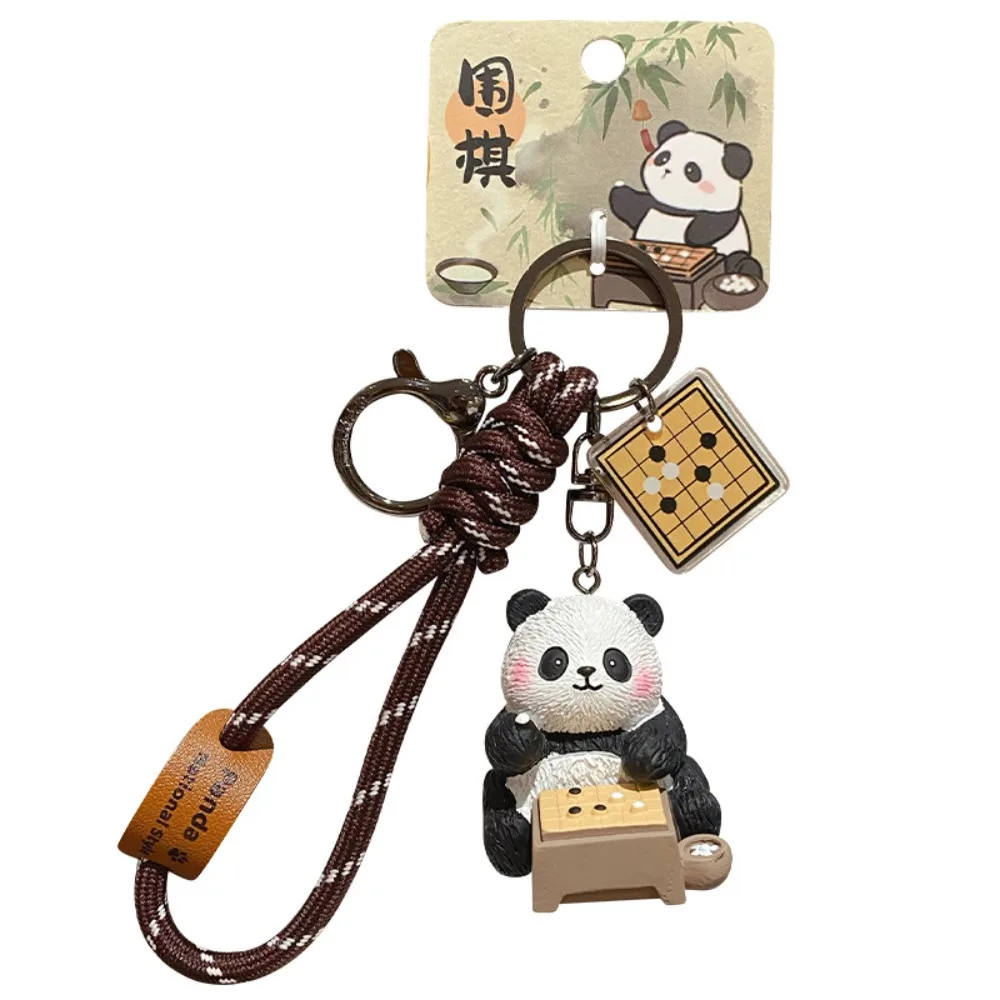 Funny Cartoon Panda Keychain Chinese Style Kawaii Panda Dolls Pendant Bag Hanging Ornaments Car Key Ring Bag Decoration