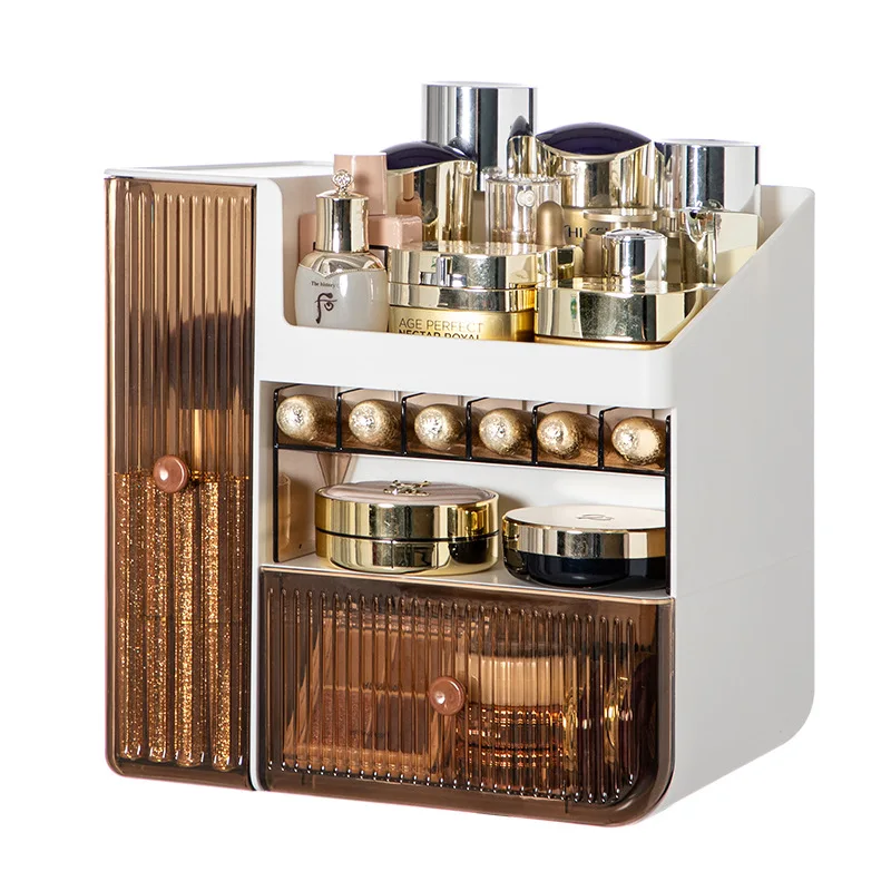 

Light Luxury Ins Cosmetics Shelving Desktop Dresser Organizer Student Lipstick Skincare Makeup Storage Box Makeup Organizer