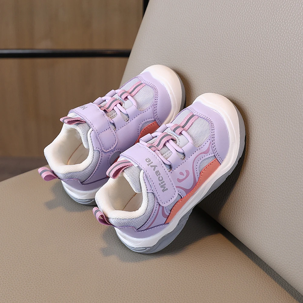 COMFY KIDS Kids Purple Mesh Casual Sneakers Hook And Loop Strap Elastic Lace Boys Girls Lightweight Daily Walking Shoes