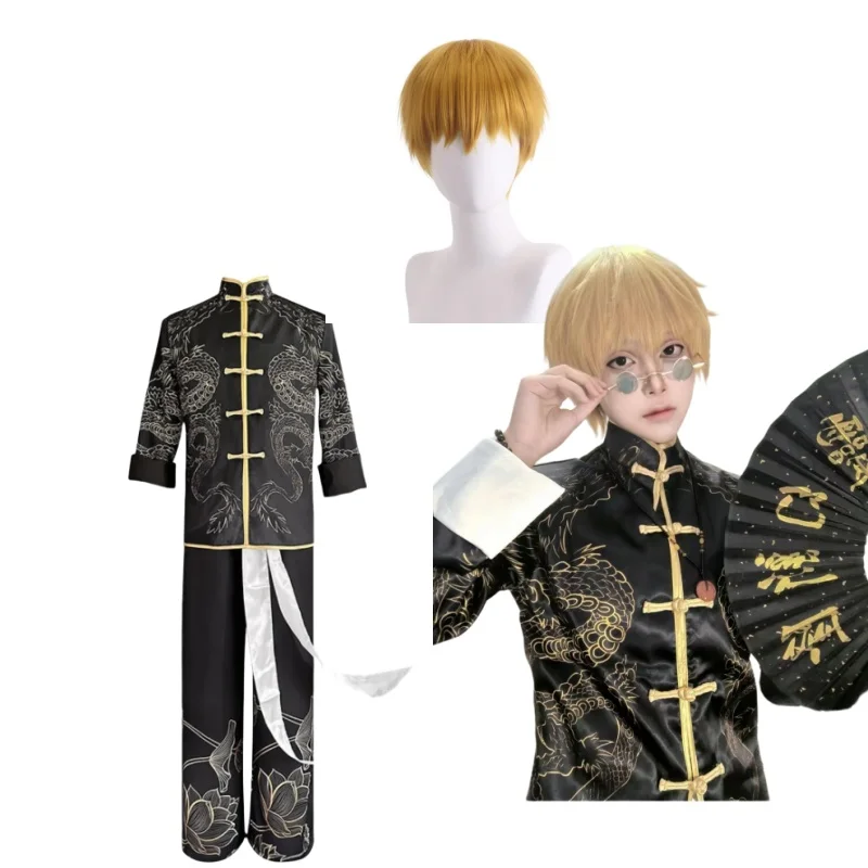 Anime Mob Psycho 100 Reigen Arataka Cosplay Costume Mobu Saiko Hyaku Wig Chinese Style Black Training Uniform Man Daily Suit