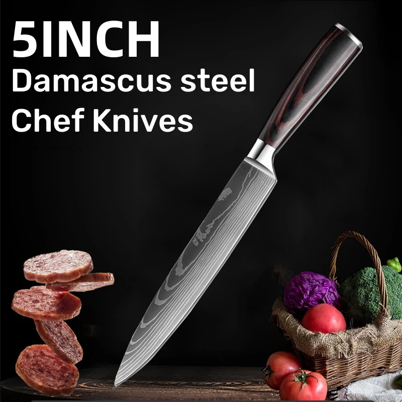 5inch Kitchen Knife Boning Knife Fruit Knife Sharp Damascus steel Chef Knives Cooking Knife Camping Knife Kitchen Accessories