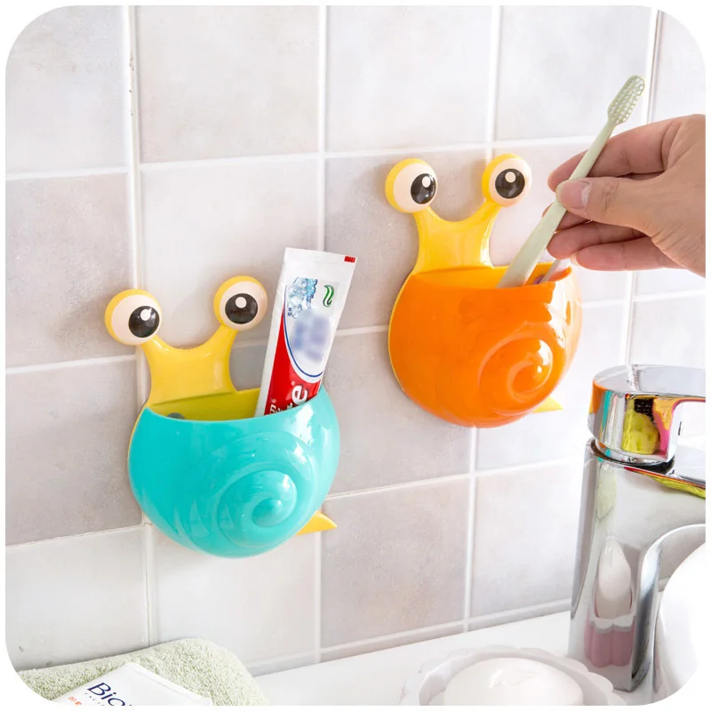 Creative Cartoon Bees Snails Toothbrush Toothpaste Holder Wall Sucker Suction Hook Tooth Brush Holder For Home Bathroom Storage