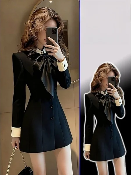 

plus Size Knot Slimming Dr Korean Sle A-Line Skirt Waist Cinched ort Dr Women Spring New Faion plus Size