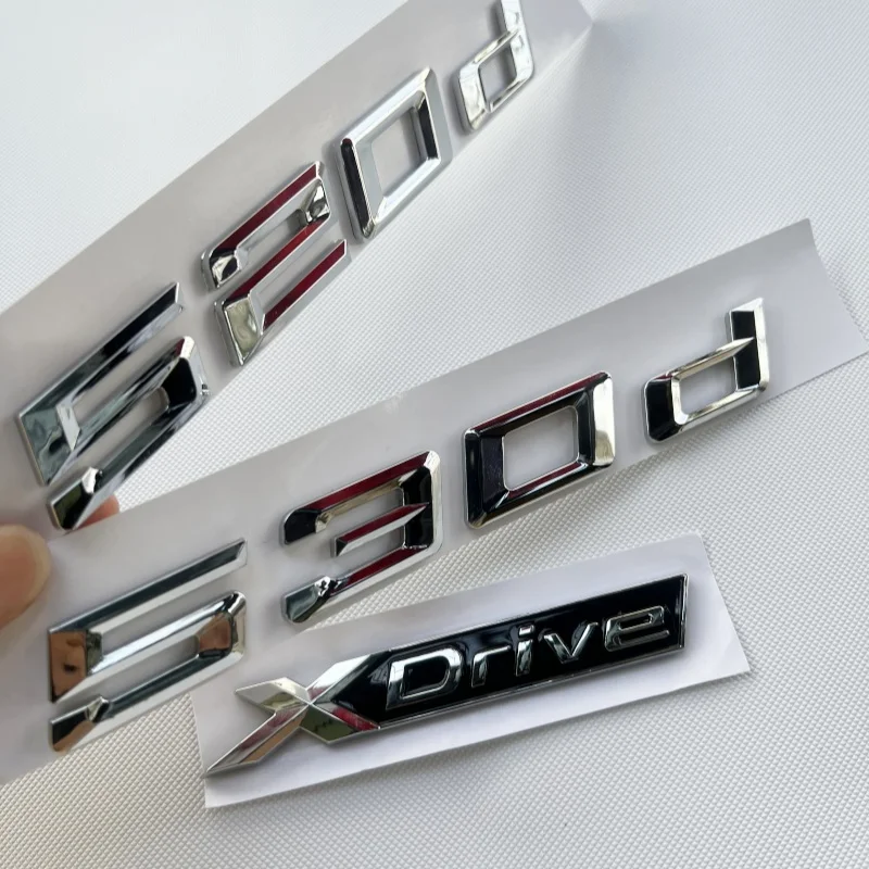 

Chrome Logo 520d 530d Xdrive Emblem Stickers 3D Car Trunk Letters Badge Sticker For BMW 520d E60 E61 E39 F10 F07 G30 Accessories