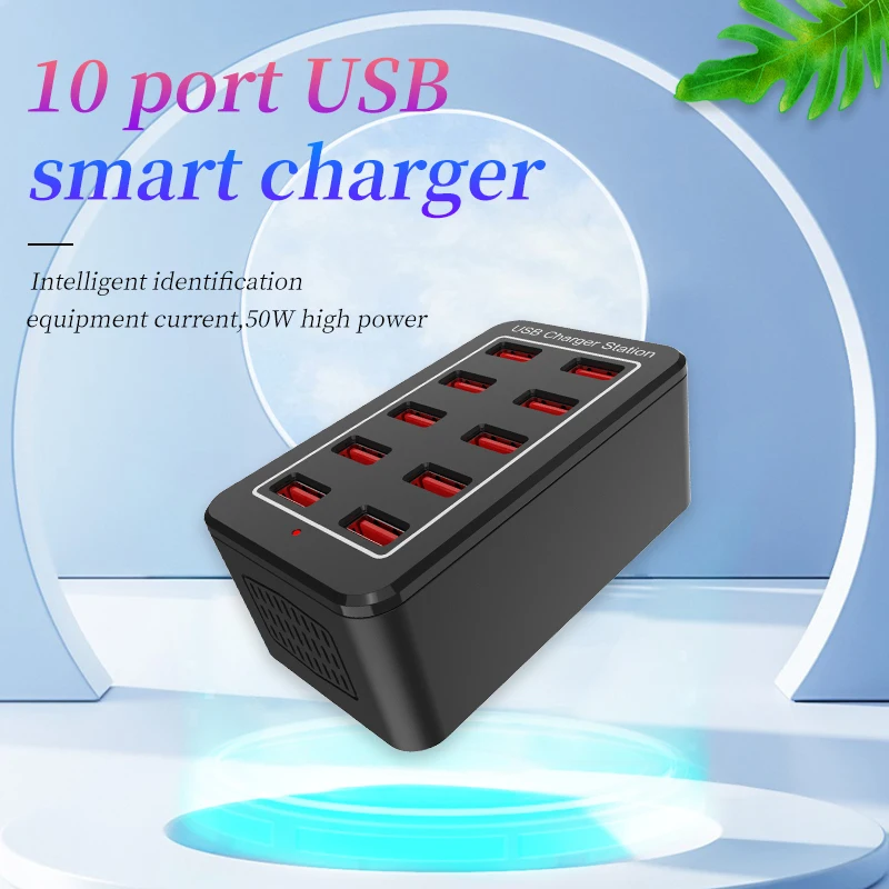 Efficient charging: 10-port USB multi-port charging station for home and office