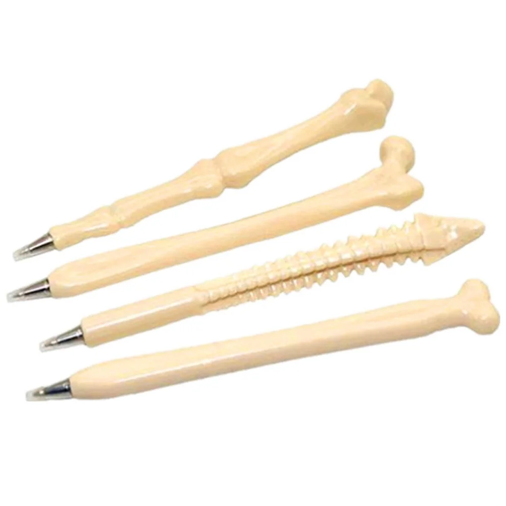 

4 Pcs Bone Shaped Ballpoint Pens Lightweight Plastic Writing Tools Nurse Doctor Stationery Supplies Students Gifts Black Bullet