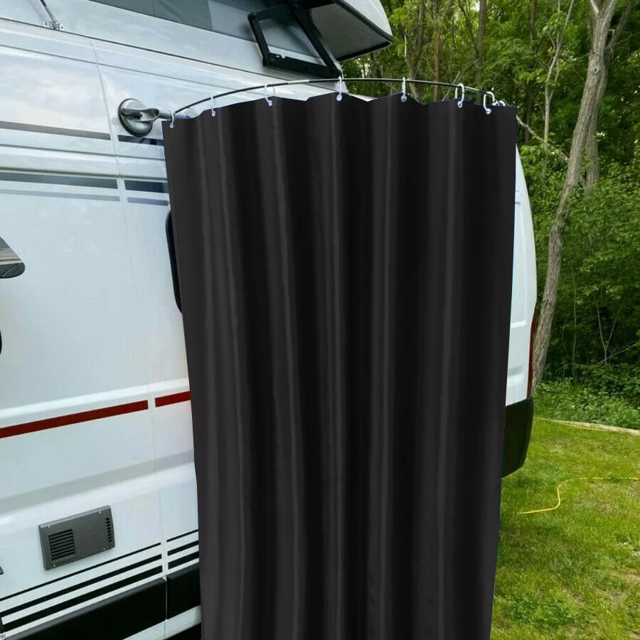 Outdoor Camping Shower Curtain With Suction Cups Rod Waterproof Portable Outdoor Privacy Curtain For Travel Caravan Motorhome view 3