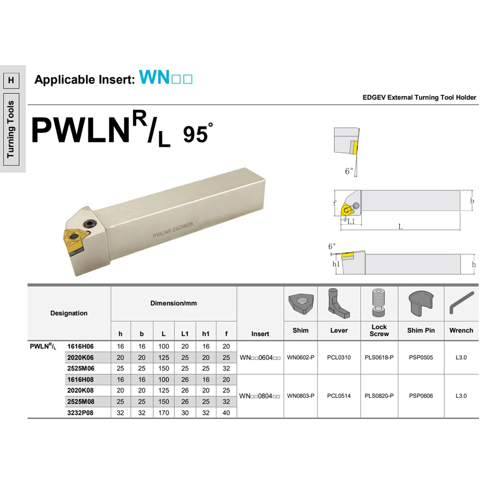 PWLNR1616 PWLNR2020K06 PWLNR2525M08 PWLNR3232 เครื่องมือกลึงภายนอก PWLNR PWLNL แท่งตัดโลหะสำหรับเครื่องกลึงโลหะ ใช้กับที่จับเครื่องมือ WNMG
