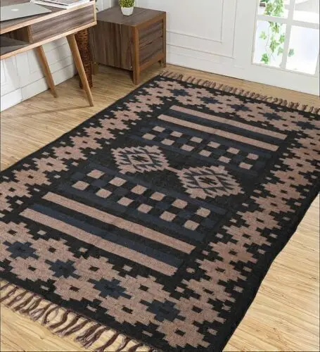 Rug Wool Jute Traditional Rug Indian Vintage Runner Area Carpet