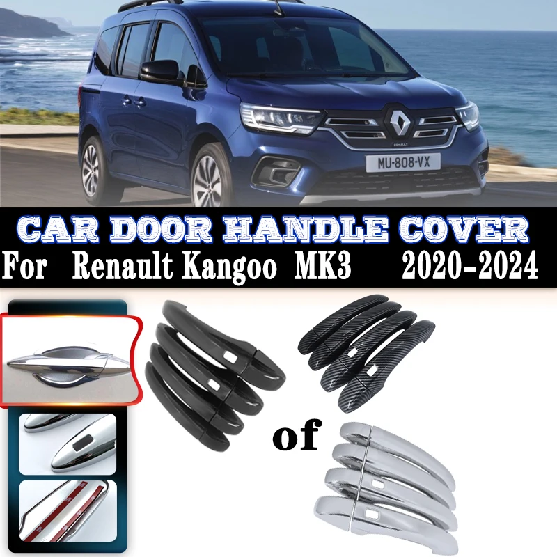 

For Renault Kangoo 3 MK3 2020 2021 2022 2023 2024 Car Rustproof Door Handles Cover Exterior Scratch Protective Decor Accessories