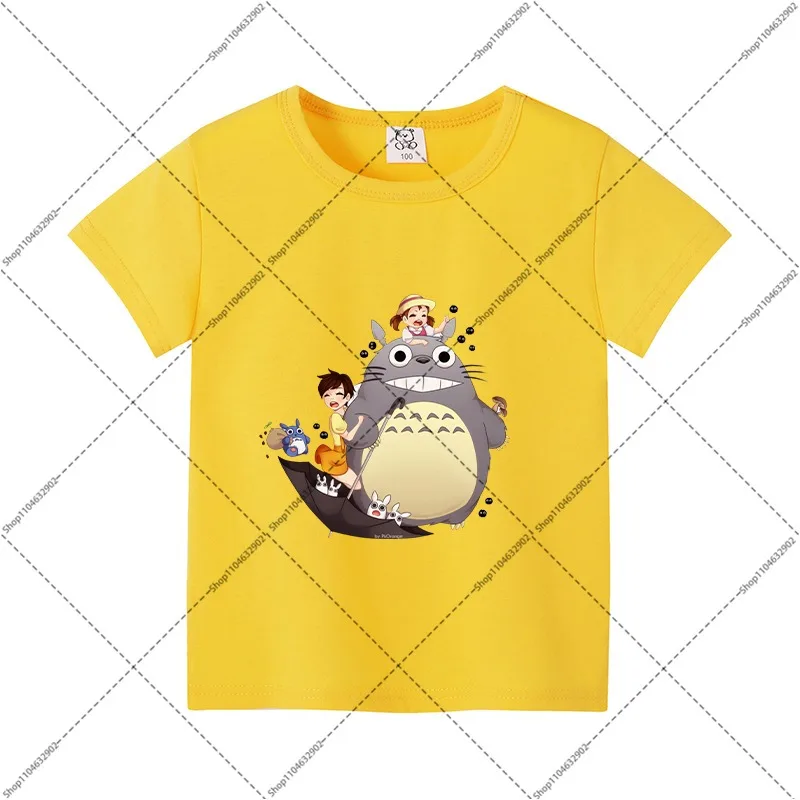 Totoro Cute T-shirts Boys Girls Comfortable Short Sleeve Cartoon Anime Pattern Printed T-Shirt Summer Fashion Clothes Party Gift view 2
