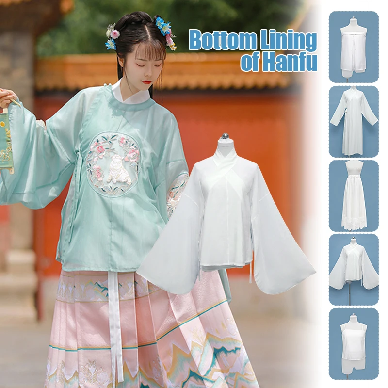 Hanfu Lining Shirt Traditional Chinese Ancient Women White Top Shirt Hanfu Underwear Bottom Vest Hanfu Accessories XS-L