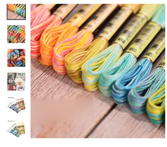 18 Colors Embroidery Thread Cotton Sewing Skeins Craft Cross Stitch Floss Kit ,8 Meters, 6 Strands Sewing Handmade Sewing