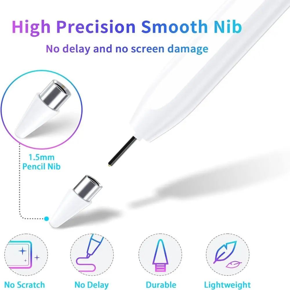 Rechargeable Stylus Pen Battery Indicator Palm Rejection Screen Pencil Mobile Phone Tilt Sensitivity for iPad mini Air Pro