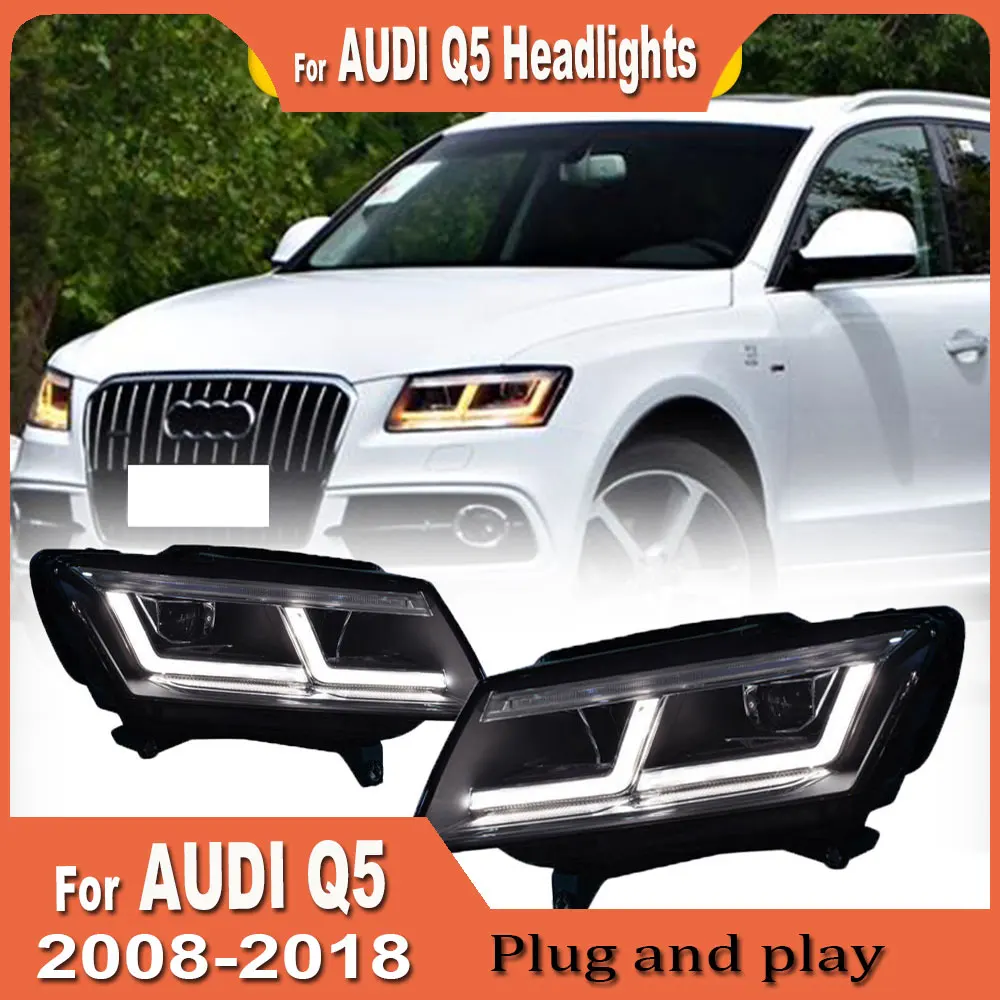 Headlamp For Audi Q5 Headlights 2008-2018 Q5 L8R Styling LED Daytime Lights Dual Projector Car Accessories Modified Auto Parts