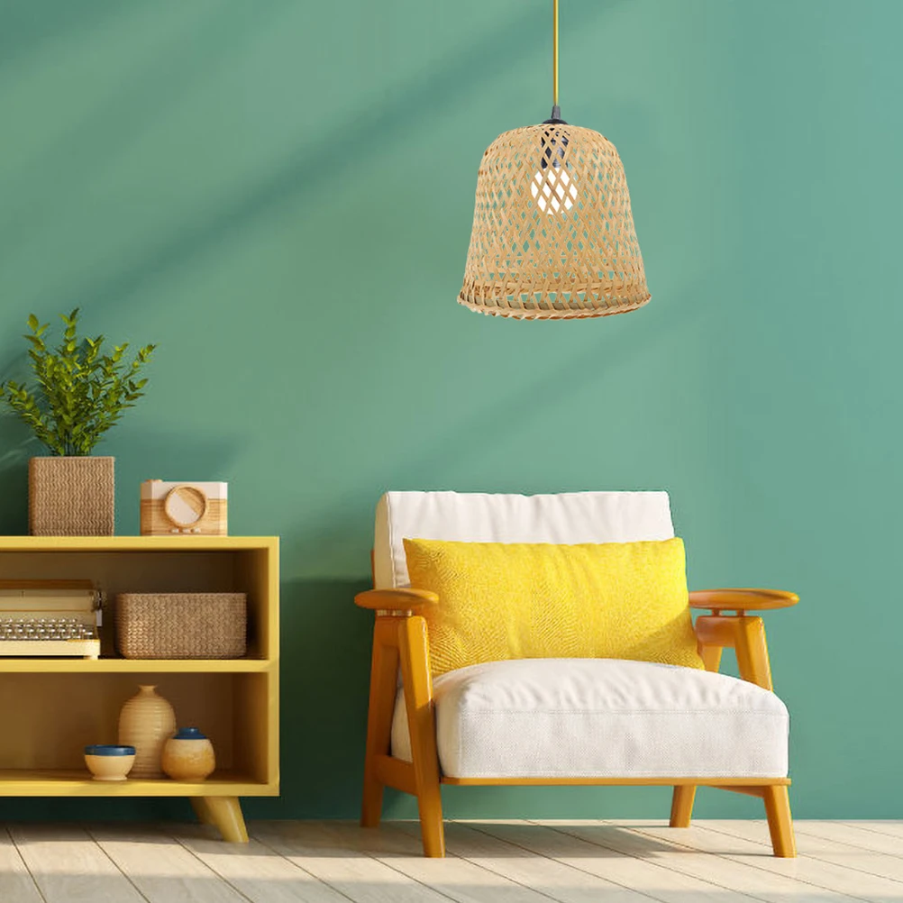 

2pcs Bamboo Lamp Shade Woven Replacement For Pendant Ceiling Hanging Lights Rustic Decorative Cover Lighting Accessories
