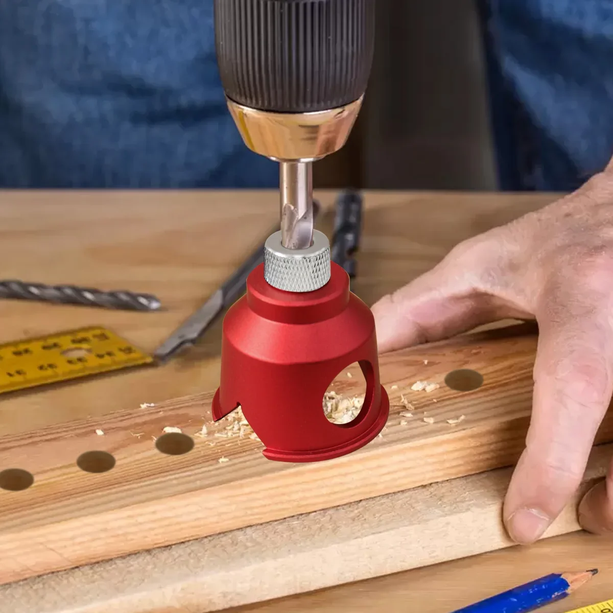 Holzbearbeitungs-Aluminium-Dübellehren-Set, 3-10mm Bohrführung für Gerade Löcher, Vertikales Bohren und Präzise Ausrichtung – Detail 9