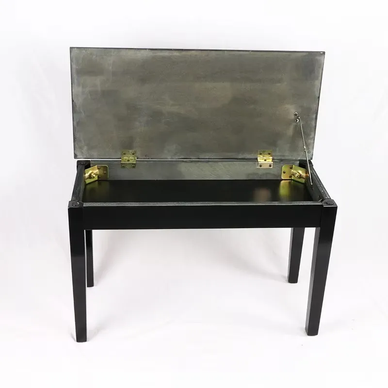 Solid Wood Double Seat Piano Bench With Sheet Music Storage Curved & Right Angle Legs for Electronic Piano