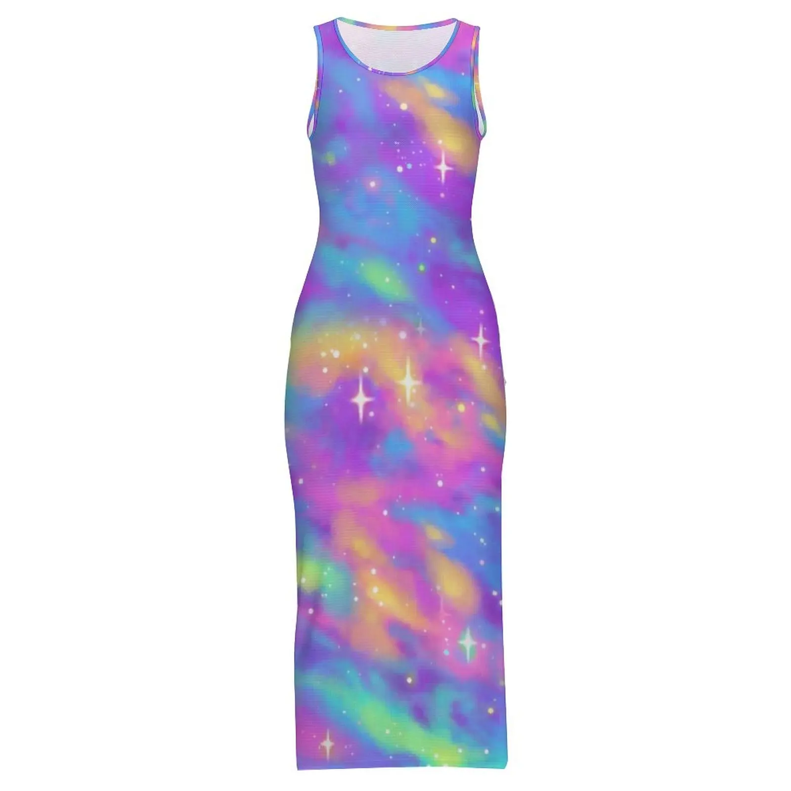 Abstract Star Print Dress Sleeveless Pastel Galaxy Pretty Maxi Dresses Spring Aesthetic Custom DIY Bodycon Dress 2XL 3XL 4XL