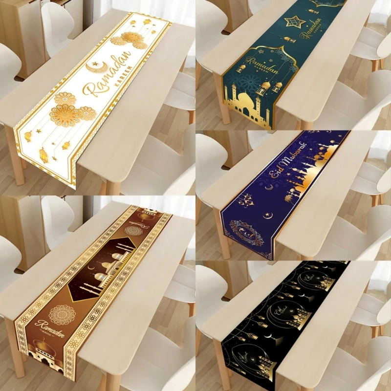 

Скатерть для скатерти Ид Мубаракс, лунная звезда, украшение для Рамадана 2024, украшения для праздничного стола в честь Ид,