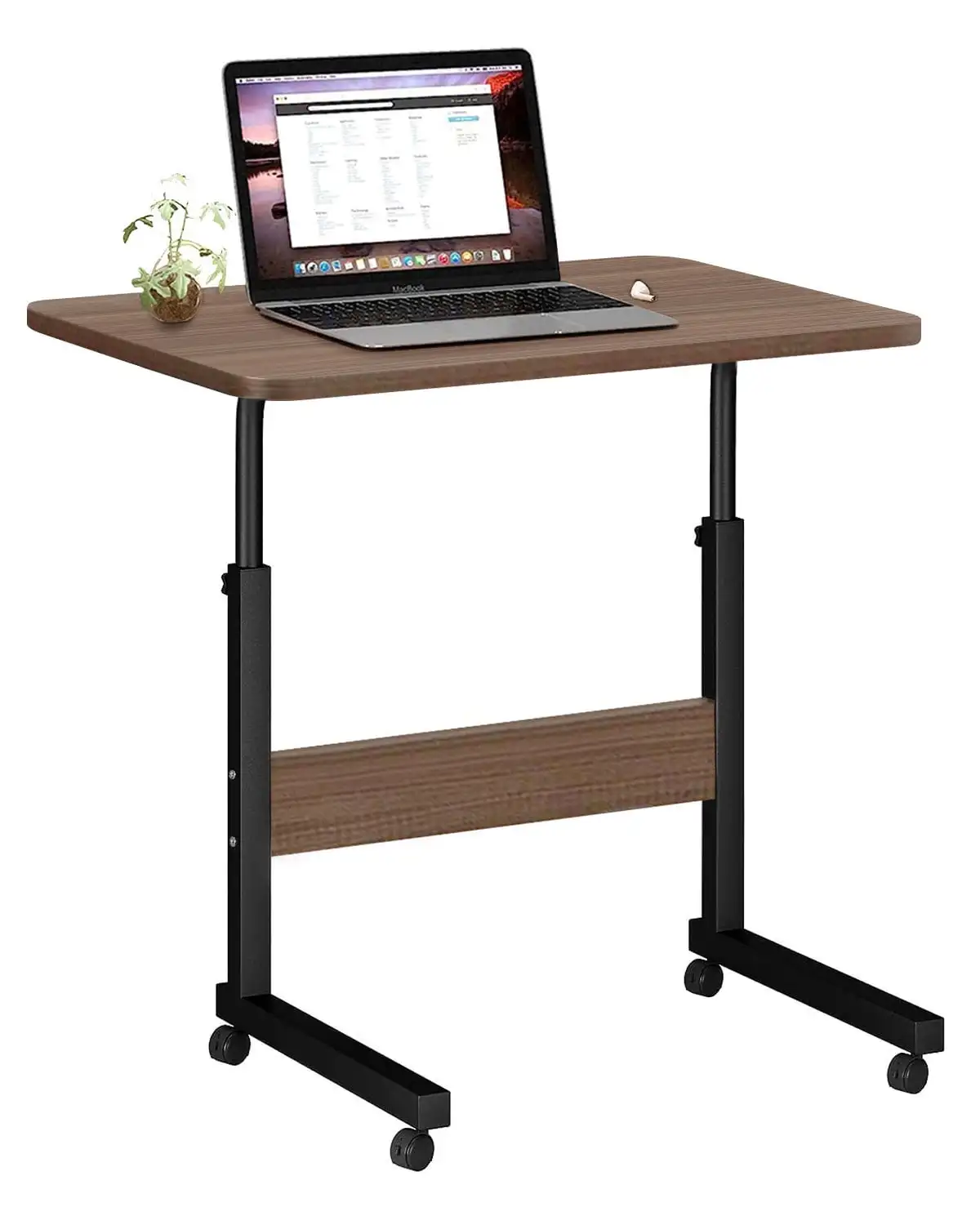 Laptop Table Adjustable Desk Standing Desk, Portable Side Table for Sofa and Bed, Computer Desk on Wheels