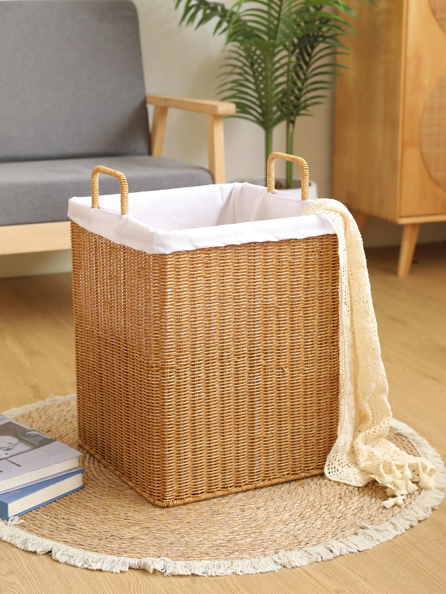 

Kens Handwoven Laundry Hamper for Home Hotel Batoom Dir Clothes Basket Storage Organizer l Seaass Basket