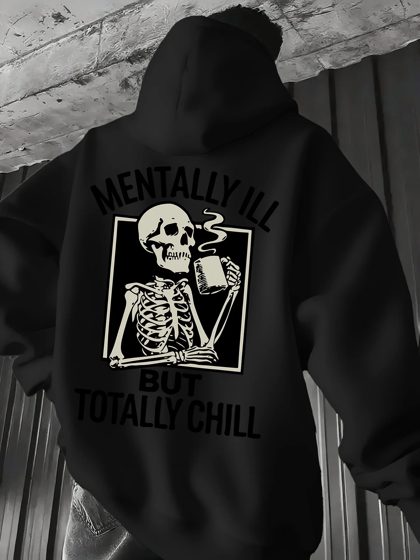 2026 Men's Fall/Winter Fashion New Style Skull Pattern Printed Hooded Shirt Trendy Y2K Casual Multi-Functional Hooded Shirt